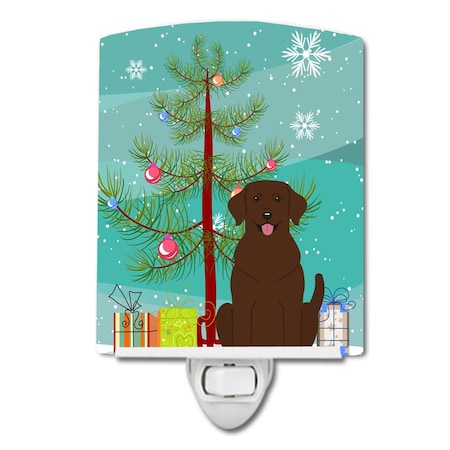 Carolines Treasures BB4181CNL Merry Christmas Tree Chocolate Labrador Ceramic Night Light